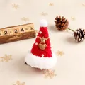 Cute plush Christmas hat hair clip with reindeer decoration for festive hairstyling - Pearl Hat Clip Reindeer Style