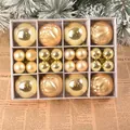 Close-up detail of 40-piece champagne gold Christmas ball ornament set in gift box - Gift Box / 40Pcs Pack / Gold