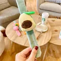 Cute avocado plush slap bracelet for kids, soft green velvet material wristband gift - Avocado