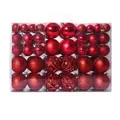 Set of 100 red Christmas ornaments featuring assorted shiny, matte and glittery textures. - 100pcs Pack / Red