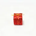 Mini red laser Christmas gift box ornament with gold bow decoration for festive tree - 2.0cm / Red