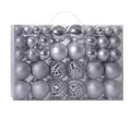 100pcs silver Christmas ball ornaments set with matte and glitter assorted finishes - 100pcs Pack / Silver