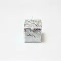 Small silver laser mini gift box Christmas tree hanging ornament with shiny bow - 5cm / Silver