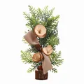 Nordic artificial cedar potted plant with ribbon and wood flower for home office decor - Morning Glory Style Potted Plant