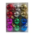 Set of 12 multi-colored 3cm electroplated shiny Christmas ball ornaments for tree decor - Set of 24 / Multicolor