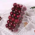 Set of 36 red 4cm electroplated Christmas ball ornaments featuring matte and glitter finishes - 4cm / Set of 36 / Burgundy