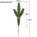 Detail of artificial 3D pine branch showing 10cm width and 27cm height measurements - 3-Prong 3D Style (TY075) / 10x21x27cm