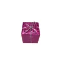 Miniature magenta holographic laser gift box with silver ribbon for Christmas tree decor - 5cm / Rose Red