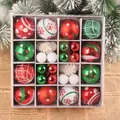 42-piece Christmas ornament set with red, green, and white painted balls for trees - 42 Pieces/Pack / Red+Green