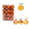 24pcs 3cm bronze Christmas balls in glitter, shiny, and matte styles for tree decoration - Set of 24 / Bronze