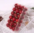 Set of 36 red 4cm Christmas balls with mixed textures in a clear display pack - 4cm / Set of 36 / Red