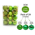 24-piece 3cm fruit green Christmas ornaments set with glitter, matte, and shiny styles. - Set of 24 / Fruit Green