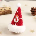 Cute mini plush Santa hat hair clip with snowman decoration for Christmas festive party - Pearl Hat Clip Snowman Style