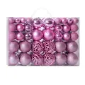 100pcs pink Christmas ball ornaments set with shiny matte glitter and hollow designs - 100pcs Pack / Pink