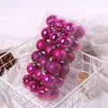 Set of 36 magenta 4cm electroplated plastic balls for Christmas tree decoration - 4cm / Set of 36 / Rose Red