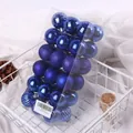 Set of 36 assorted dark blue 4cm Christmas tree ornaments in clear display box - 4cm / Set of 36 / Sapphire Blue