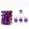 24 Pack of 3cm purple Christmas balls with glitter, shiny, and matte finishes for tree decor - Set of 24 / Purple