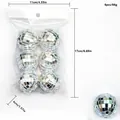 Set van 6 mini disco spiegelballen in transparante verpakking met maten - Diameter 4,0cm (Per stuk) / Zilver