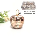 Rose gold apple-shaped mirror disco ball ornament set for party decor - Mirror Apple (XD-22) / Set of 6 / Champagne
