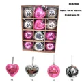 Detailed macro view of heart and round pink disco mirror balls in a 16-piece gift set - Heart And Round Set / 16 Pieces Pack / Pink + Silver