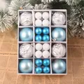 Set of 40 decorative Christmas balls in blue and white, 3cm and 6cm sizes in a display box. - Gift Box / 40Pcs Pack / Lake Blue
