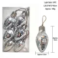 Detail of disco ball light bulb ornaments with measurement callouts - Light Bulb Shape / Set of 6 / Silver