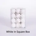 Set of 24 white glitter and matte Christmas ornaments in a square box - Set of 24 / White