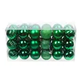 Set of 36 green Christmas ball ornaments 4cm with assorted textures in a clear box - 4cm / Set of 36 / Dark Green