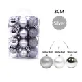 3cm silver Christmas balls set of 24 with glitter, matte, and shiny finishes for tree - Set of 24 / Silver
