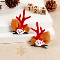 Cute 3D reindeer antler hair clip with Santa Claus detail for festive Christmas styling - Santa Claus / One Pair / Red