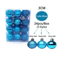 Lake blue 3cm Christmas baubles set of 24 with glitter, matte, and shiny finishes. - Set of 24 / Lake Blue