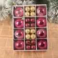 Premium 40-pack pink and gold Christmas ornament gift set with 3cm and 6cm baubles - Gift Box / 40Pcs Pack / Burgundy