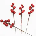 Glossy artificial red berry stems for Christmas holiday decoration and floral arrangements - 7-Head Red Berry Branch (With Stem) / 20 Stems/Pack / Red