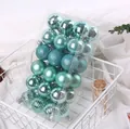 Set of 36 mint green Christmas ball ornaments with assorted textures in 4cm diameter - 4cm / Set of 36 / Ice Blue