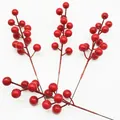 Vivid artificial red berries branch for Christmas and festive holiday home decor - 12-Head Red Berry Branch (With Stem) / 20 Stems/Pack / Red