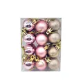 Set of pink Christmas balls with shiny matte and glitter finishes in box - Set of 24 / Rose Gold
