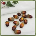 Lifelike artificial acorns with textured caps for Christmas DIY craft decoration - High Simulation Acorns / 20 Pieces Set / Brown