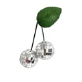 Reflective mirror disco ball hanging ornament in cherry fruit shape for party decoration - 3cm / Silver + Silver