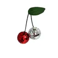 Red and silver disco ball cherry hanging ornament with reflective mirror facets - 3cm / Red + Silver