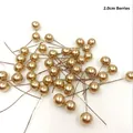 Artificial gold Christmas berries with wire stems, 2.0cm diameter - Berries / 200 Pieces/Pack (2.0cm) / Gold