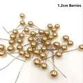 Artificial 1.2cm golden berries on wire stems for Christmas flower decoration - 500 Pieces/Pack (1.2cm) / Gold