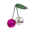 Pink and silver cherry shaped disco ball hanging ornament for party and holiday decoration - 4cm / Rose Red + Silver