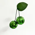 Green cherry-shaped disco ball with reflective mirror facets for party decor - 4cm / Green And Green