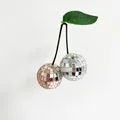 Rose gold and silver mirror disco ball cherry hanging ornament for festive party decor - 4cm / Champagne and Silver