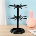 Modern black rotating jewelry display stand with two tiers and accessory base tray - 2-Tier Rotating Detachable / Black
