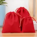 Trois tailles assorties de pochettes en velours rouge à cordon pour bijoux et perles fines - Rouge / 10*12cm