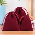 Sacchetti per gioielli in velluto rosso vino con coulisse in tre dimensioni - Borgogna / 10*12cm