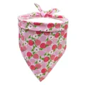 Cute pink cotton pet bandana accessory with vibrant apple and peach fruit pattern print - 粉桃印花 / Pink