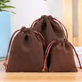 Premium brown velvet drawstring pouches in three sizes for jewelry and bracelet storage - Coffee / 10*12cm