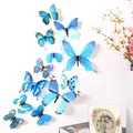 Decorative set of 12 vibrant blue 3D PVC butterfly wall stickers for home nursery - Set of 12 / Blue